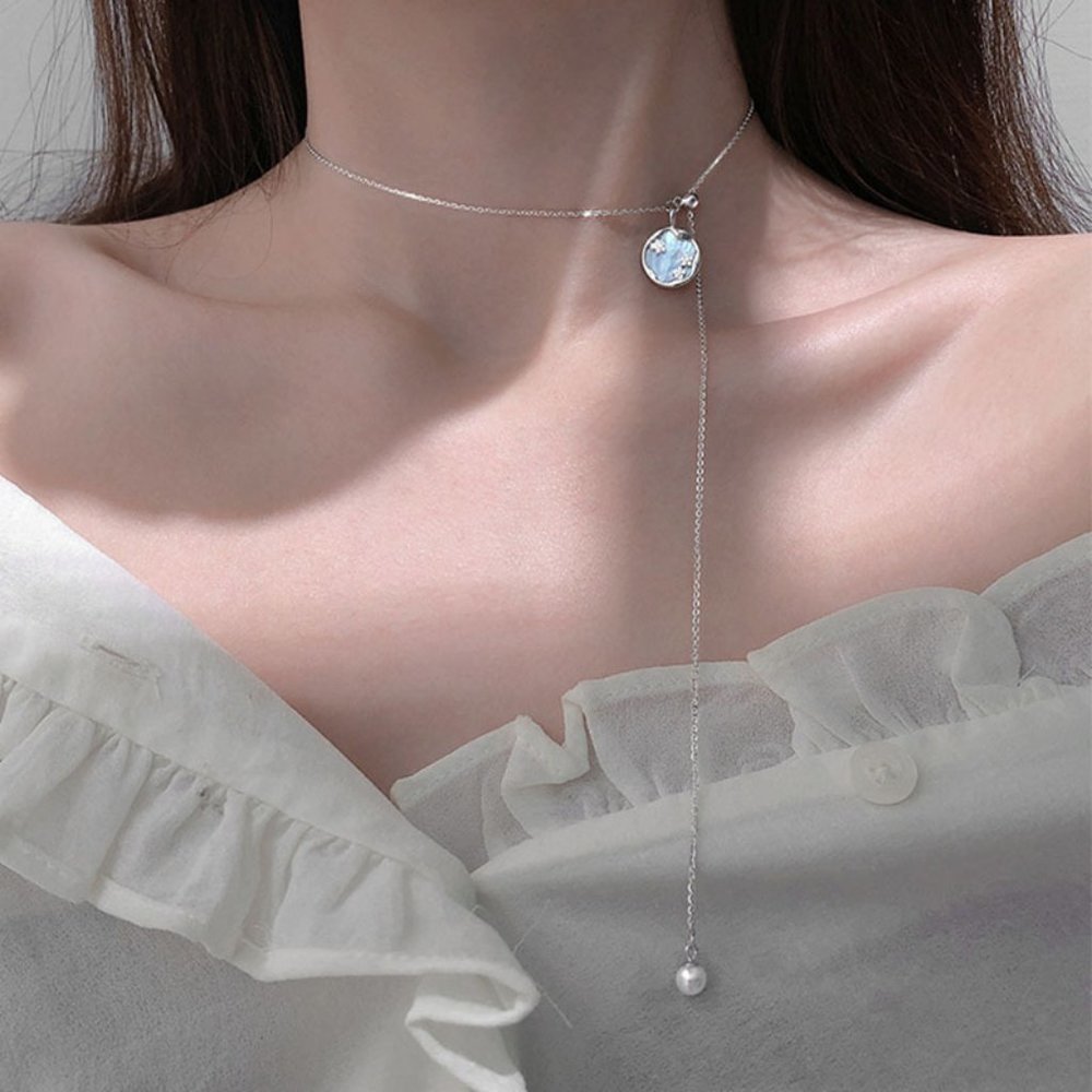 *NEW 925 Sterling Silver Pearl Shell Necklace B1 - Picture 5 of 10